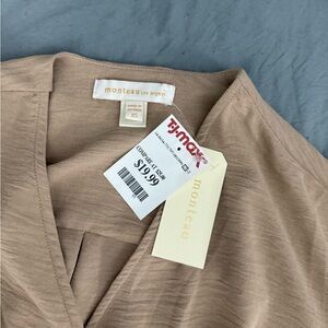 Monteau Beige V-Neck Top